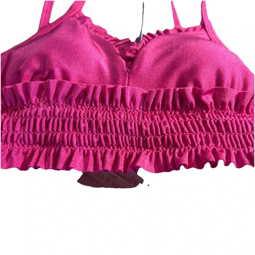 Chelsea & Violet Swim Suit Girl's 10 Magenta‎ Pink Two-Piece Ruffle Bikini NWT
